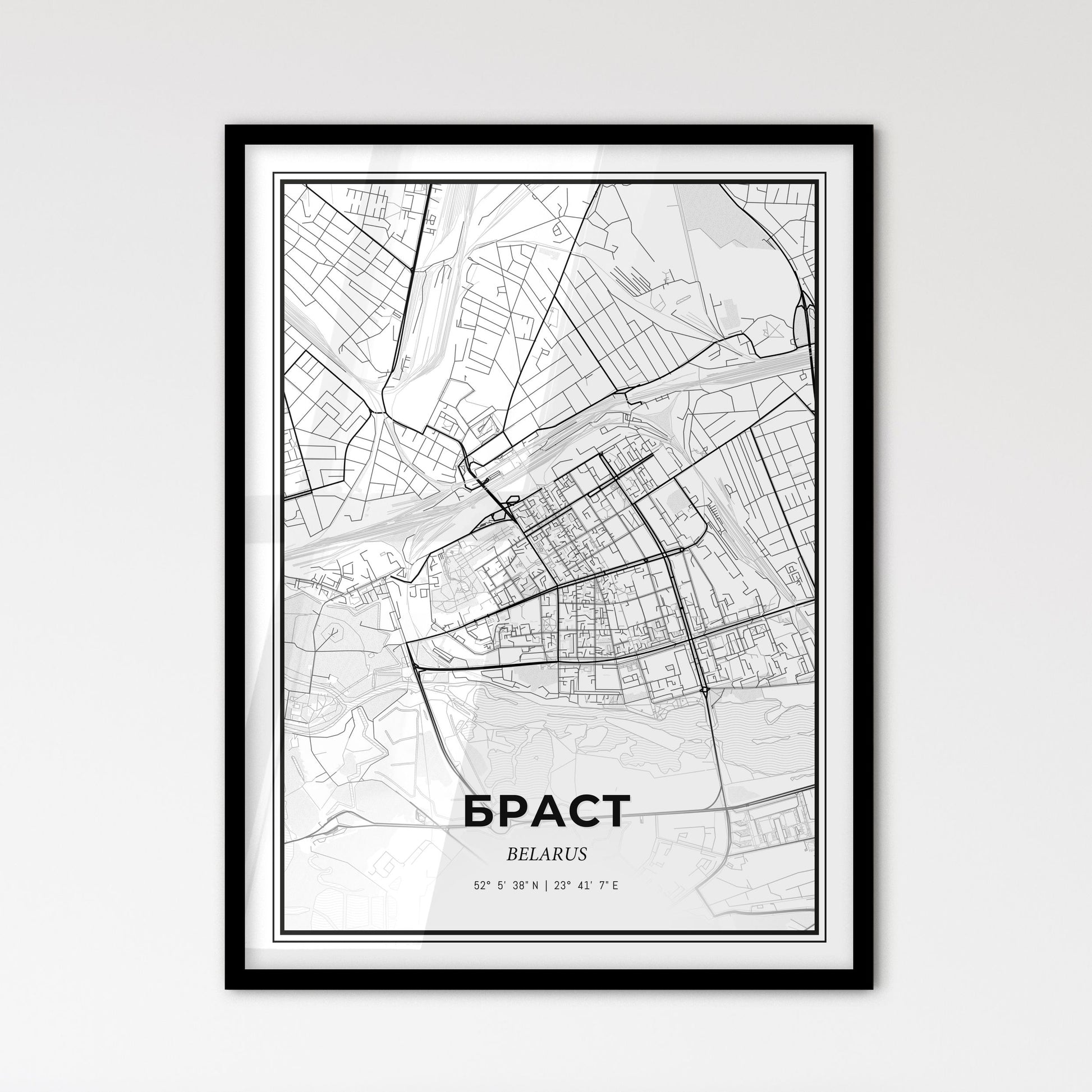 Brest Belarus - Scandinavian Style City Map for Modern Home Decor