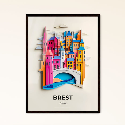 Vivid Brest, France - a paper cut of a city with a bridge