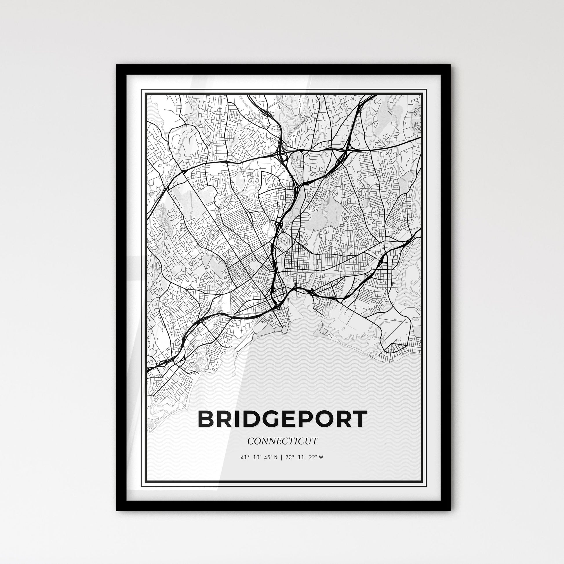 Bridgeport Connecticut - Scandinavian Style City Map for Modern Home Decor