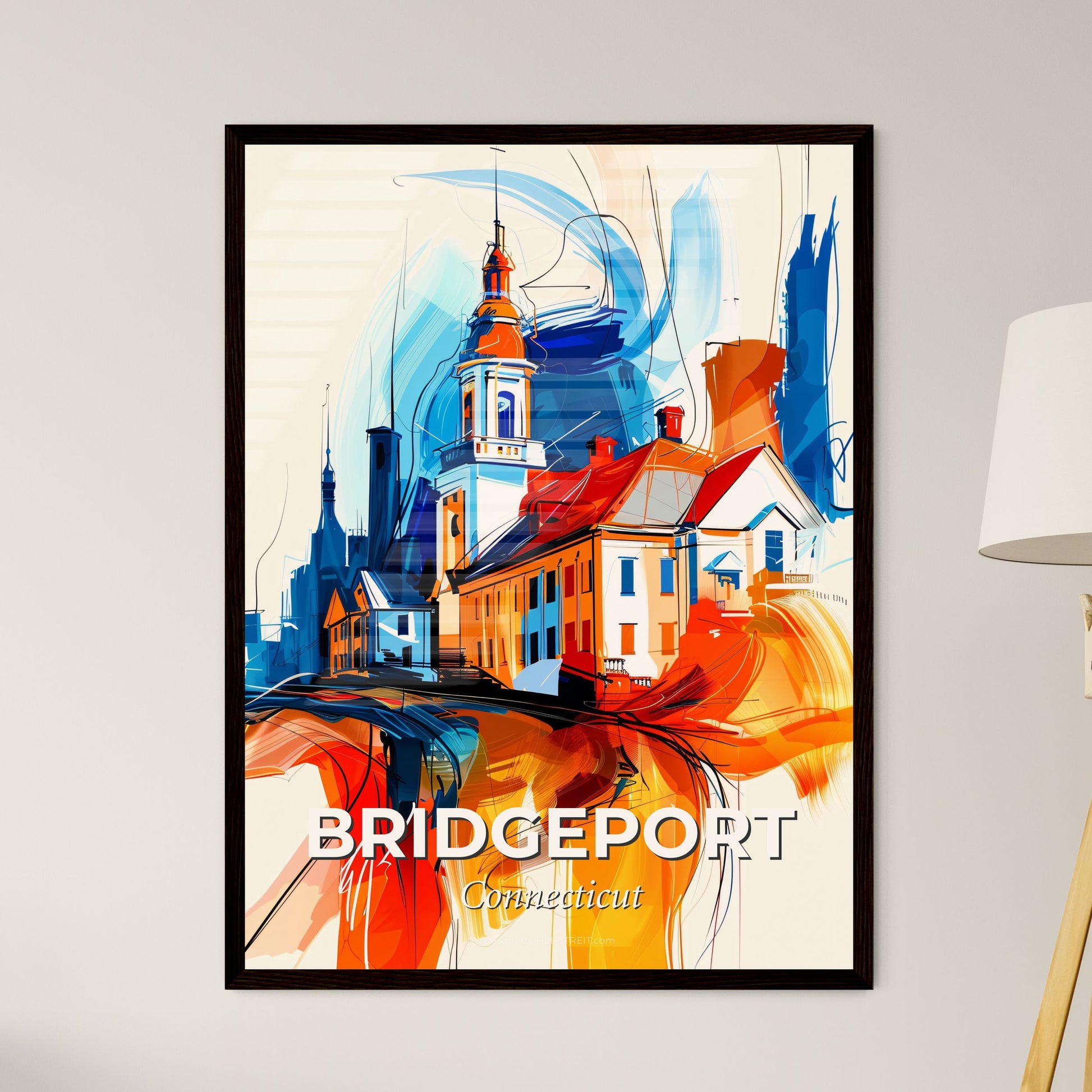 Vibrant Bridgeport, Connecticut - A Painting Of A Building