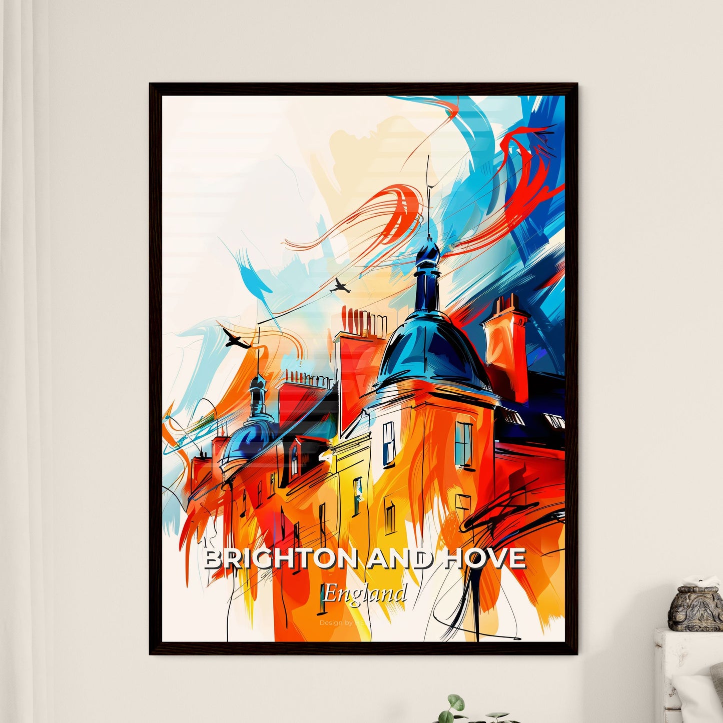 Vibrant Brighton And Hove, England - A Colorful Painting Of A Building