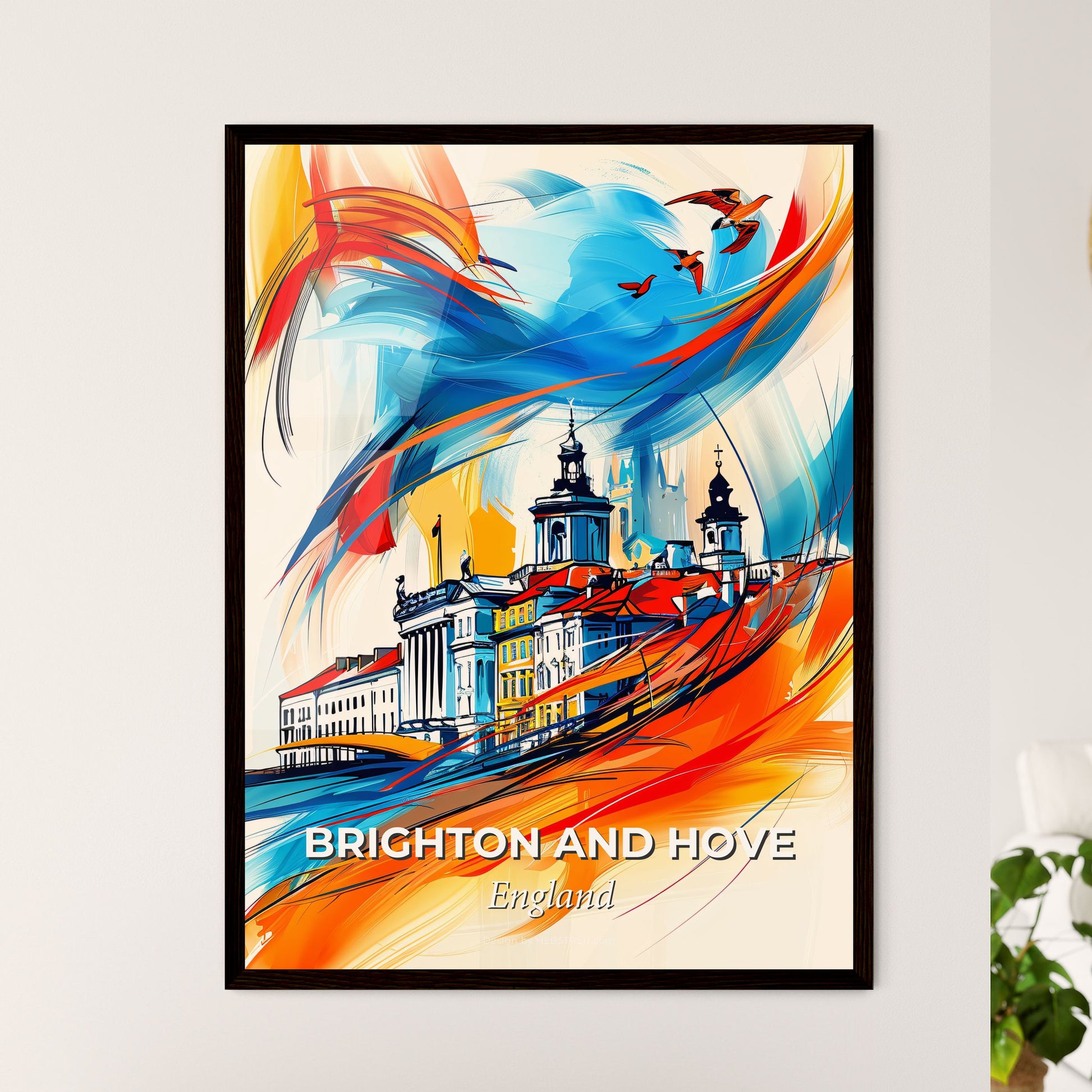 Vibrant Brighton And Hove, England - A Colorful Painting Of A Building