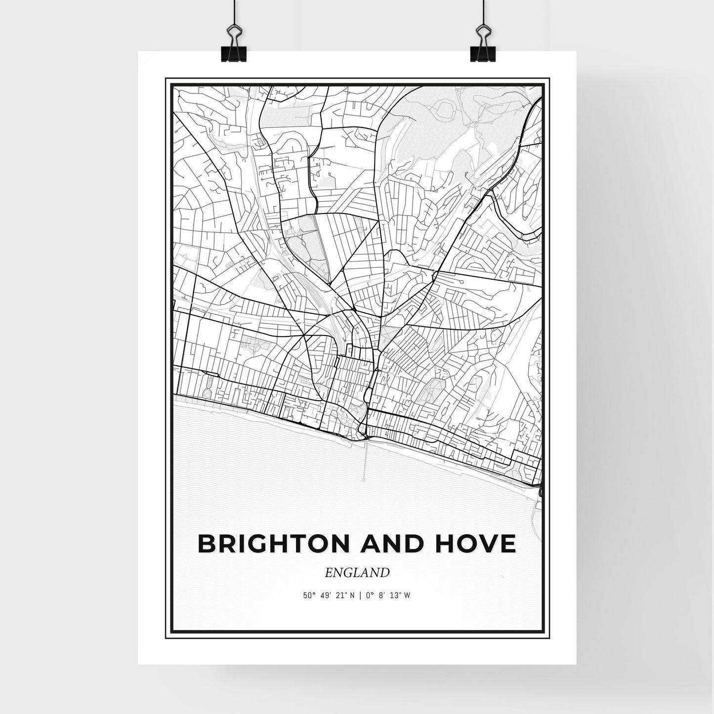 Brighton and Hove England - Premium City Map Poster