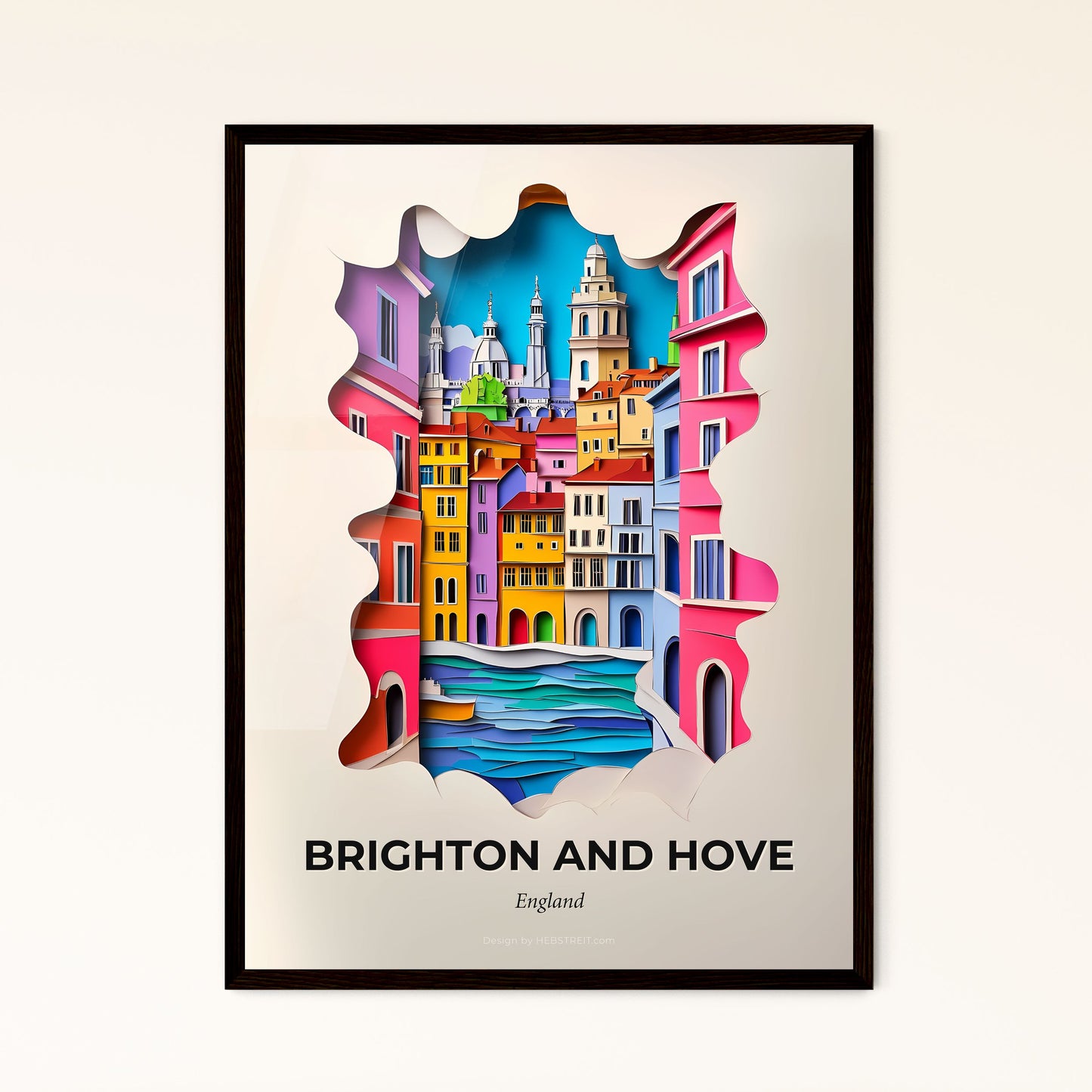 Vivid Brighton and Hove, England - a paper cut of a city with a river