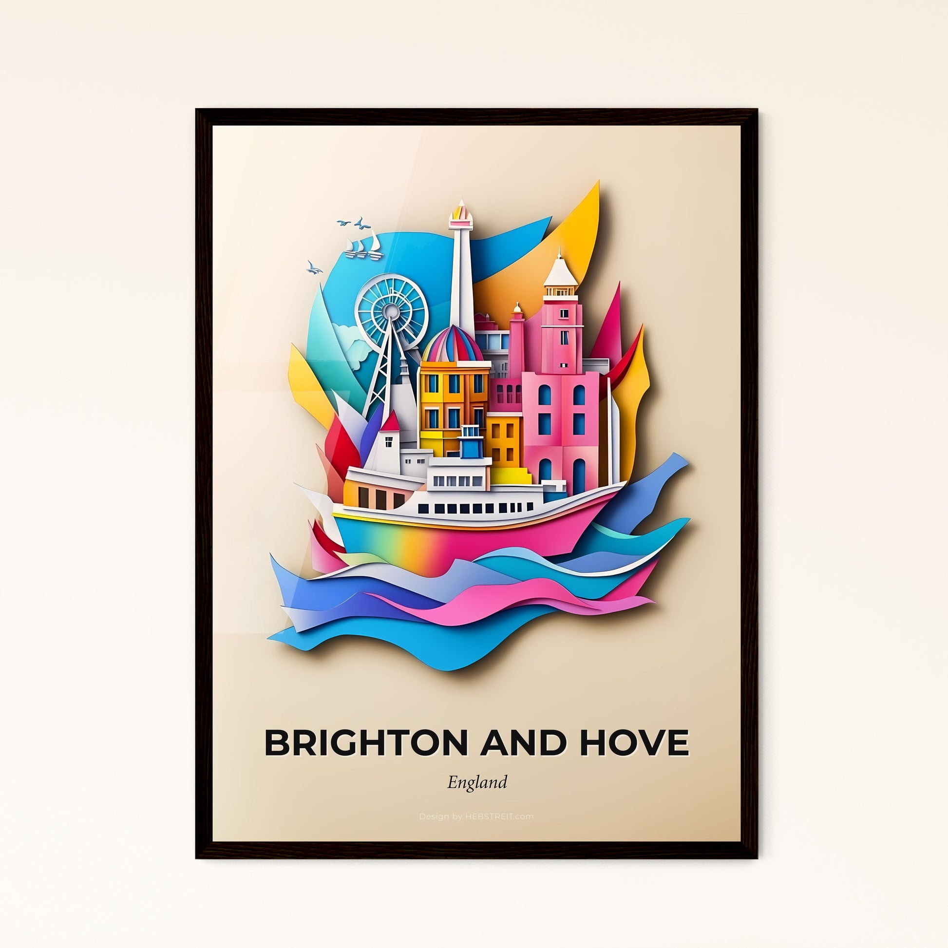 Vivid Brighton and Hove, England - a paper cut of a city with a ferris wheel