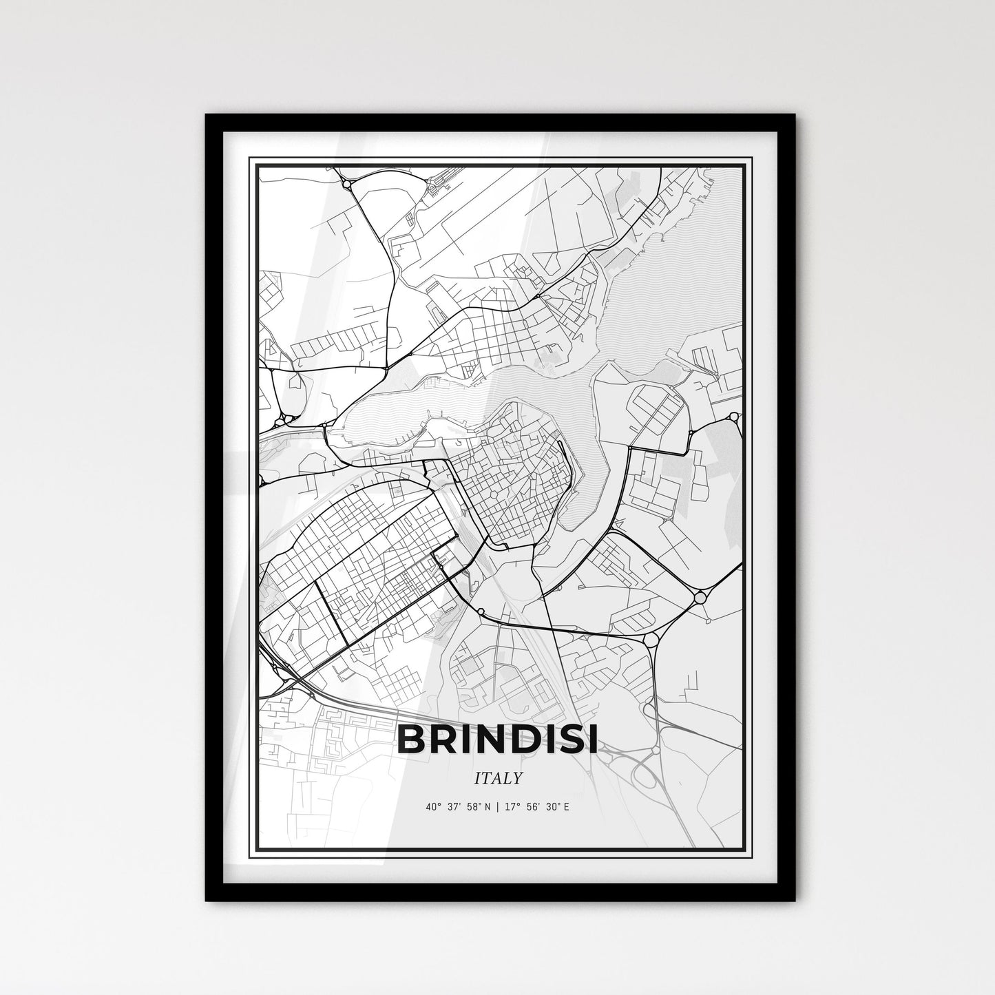 Brindisi Italy - Scandinavian Style City Map for Modern Home Decor