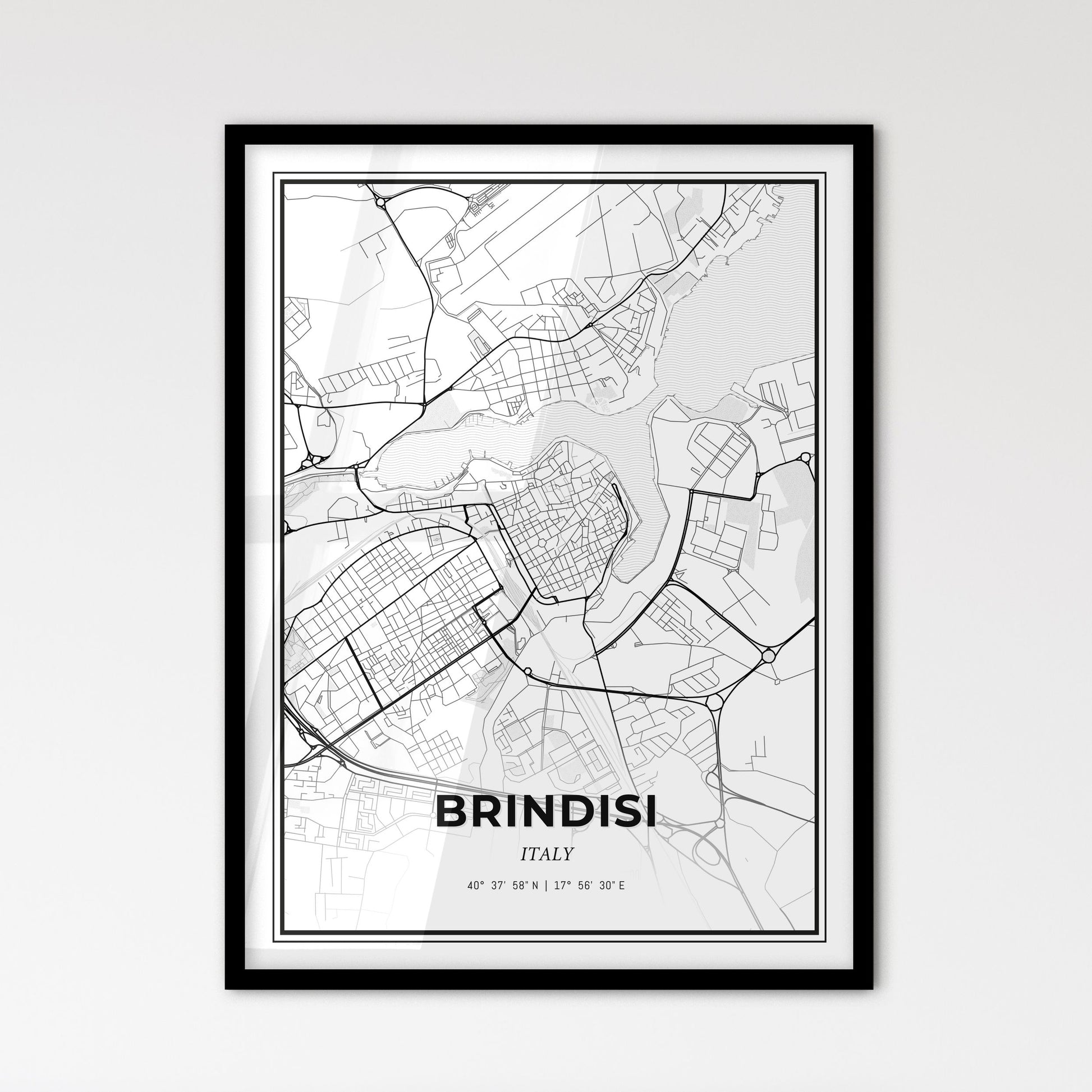 Brindisi Italy - Scandinavian Style City Map for Modern Home Decor