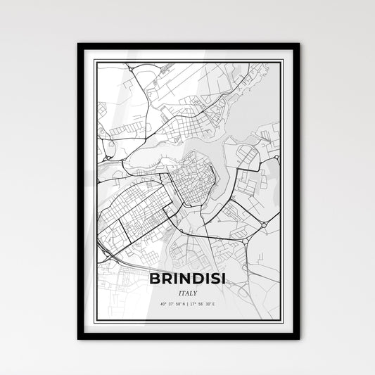 Brindisi Italy - Scandinavian Style City Map for Modern Home Decor