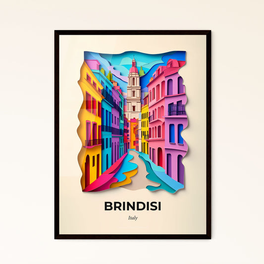 Vivid Brindisi, Italy - a colorful city street with a bridge and a church