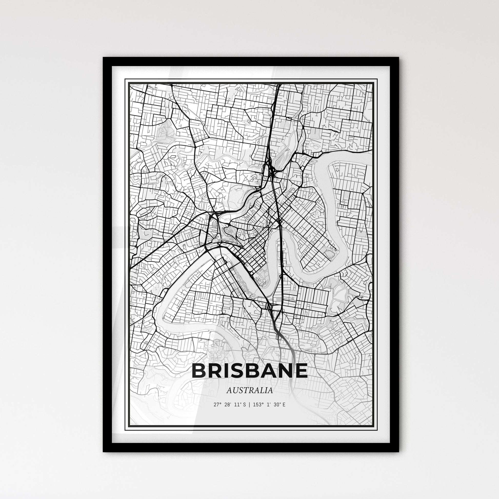 Brisbane Australia - Scandinavian Style City Map for Modern Home Decor