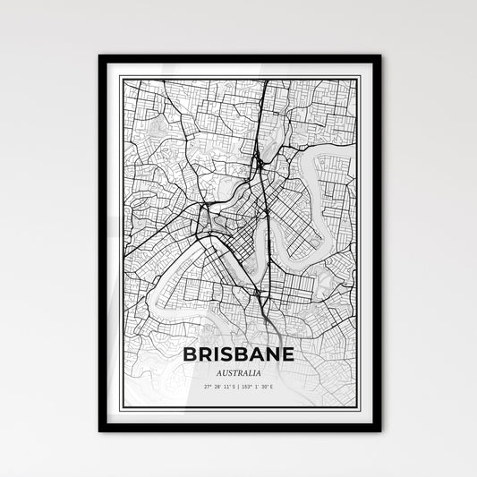 Brisbane Australia - Scandinavian Style City Map for Modern Home Decor