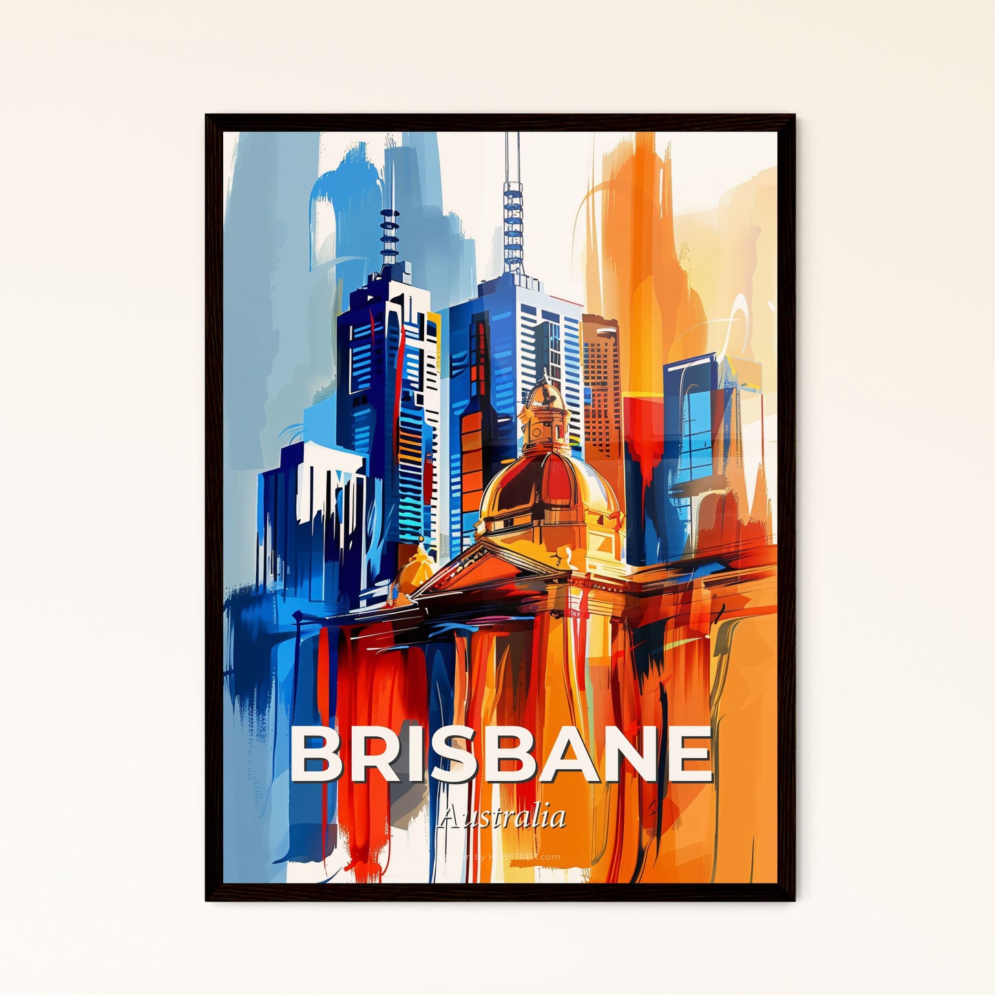 Vibrant Brisbane, Australia - A Painting Of A City