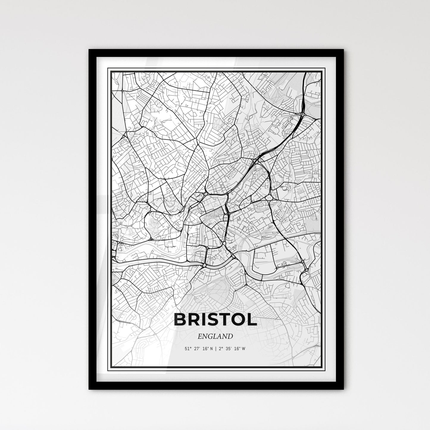 Bristol England - Scandinavian Style City Map for Modern Home Decor