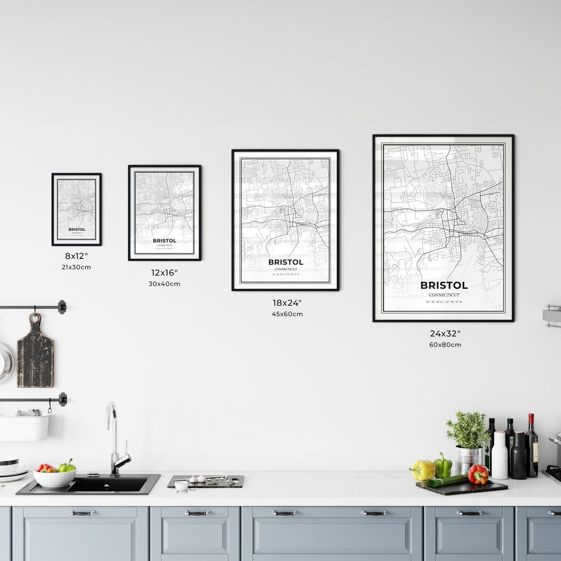 Bristol Connecticut - Customizable Modern City Map