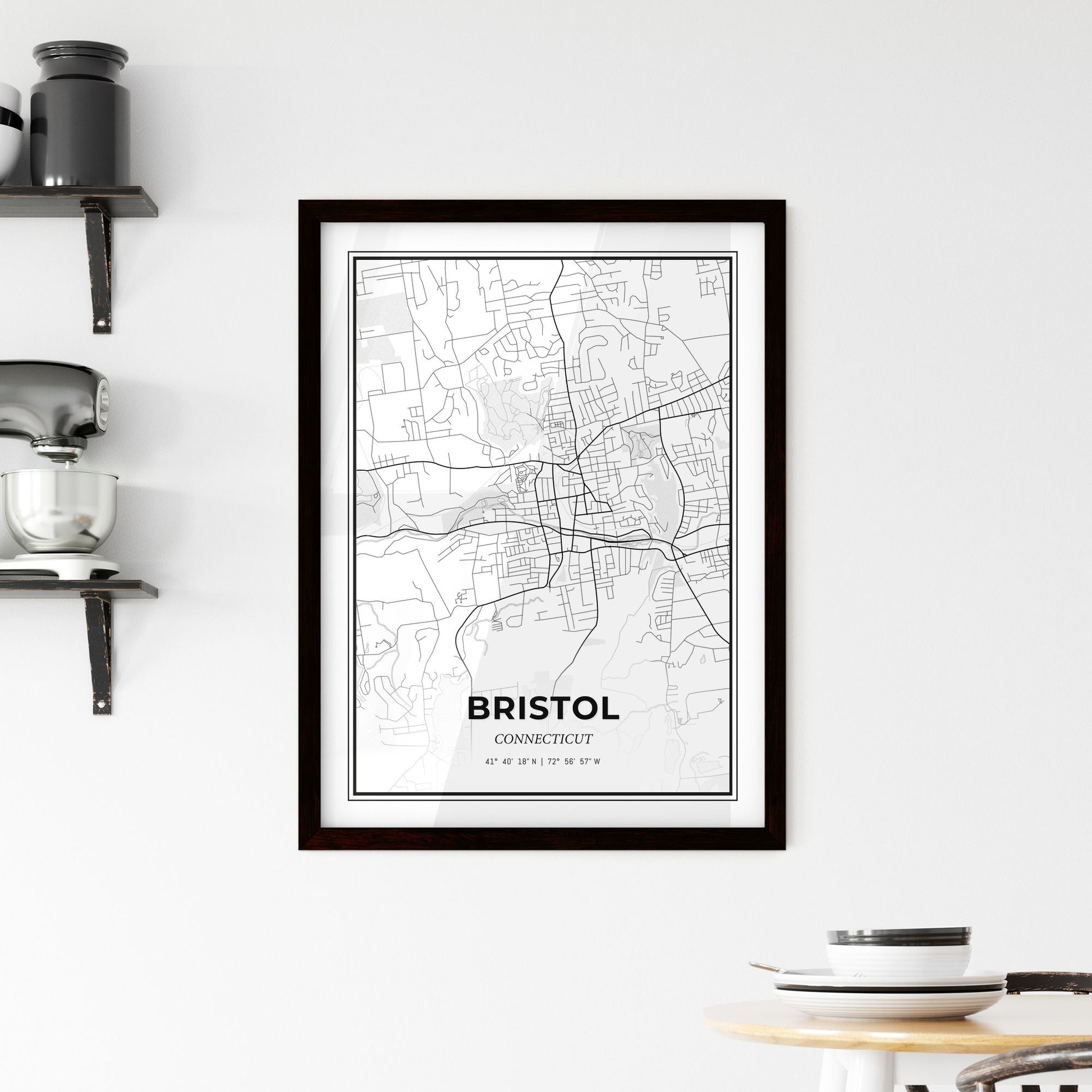 Bristol Connecticut - Minimal City Map