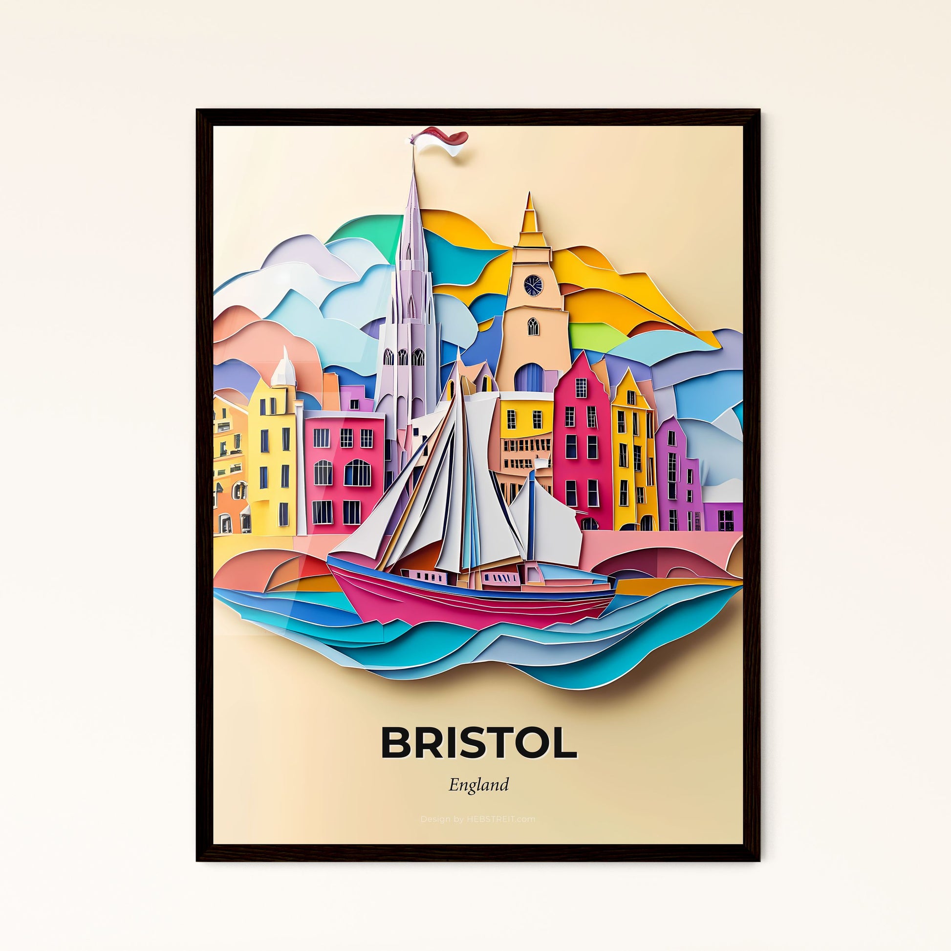 Vivid Bristol, England - a paper cut of a city with a sailboat