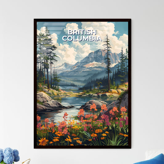 Vibrant British Columbia Mountain River Art, Flowers, Nature, Scenic, Landscape, Painting, Canada