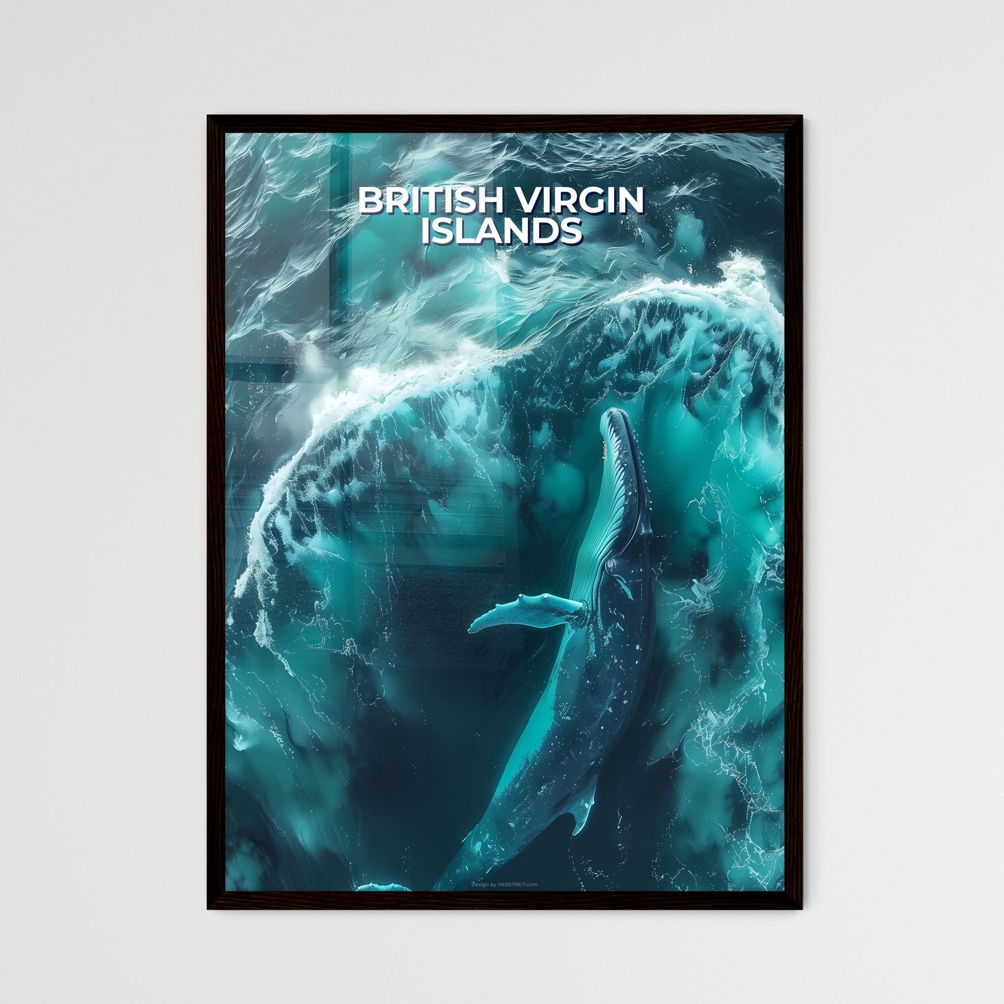Vibrant Art Depiction: Whale in the Ocean, British Virgin Islands, North America