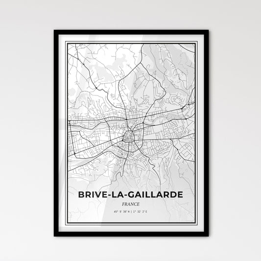 Brive-la-Gaillarde France - Scandinavian Style City Map for Modern Home Decor