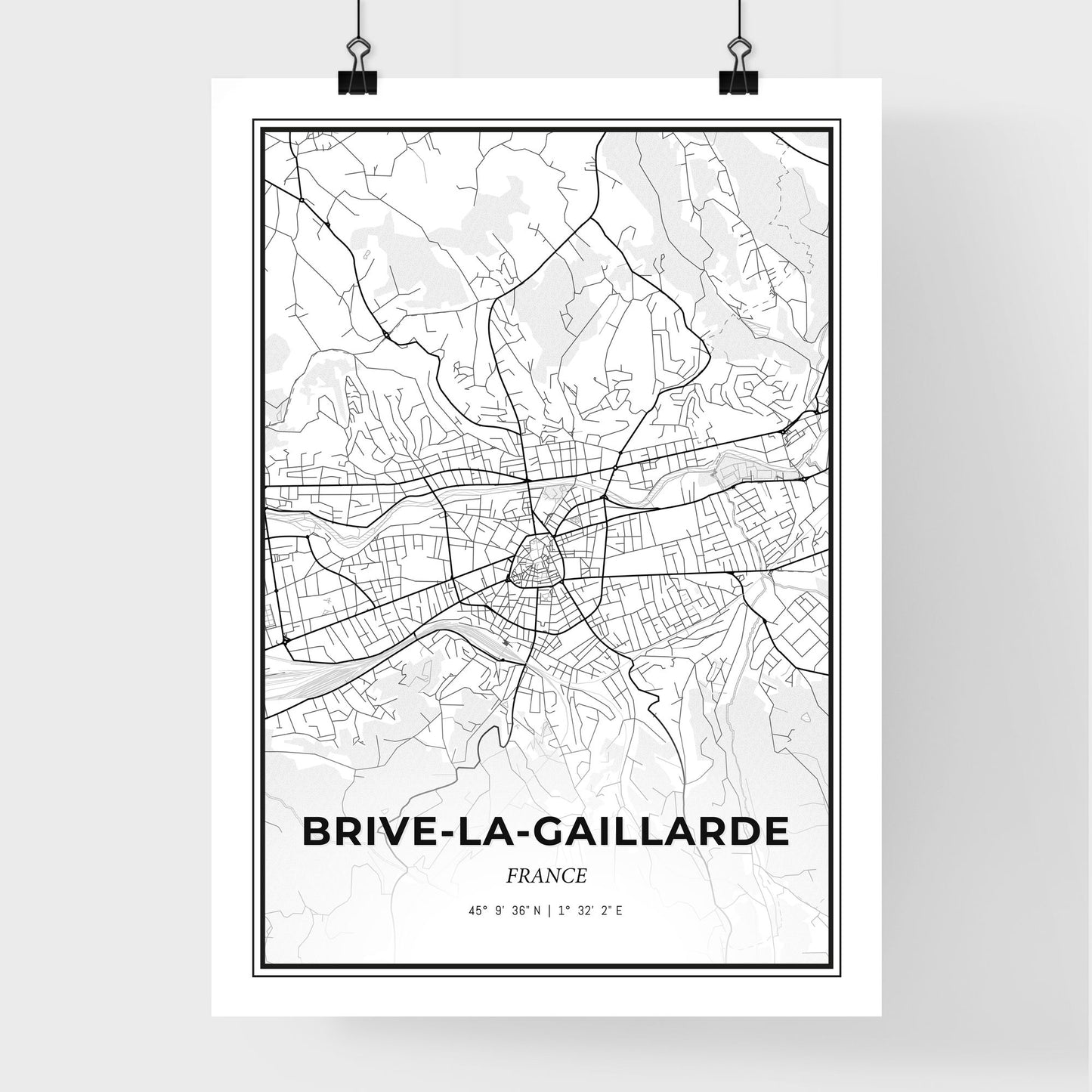 Brive-la-Gaillarde France - Premium City Map Poster