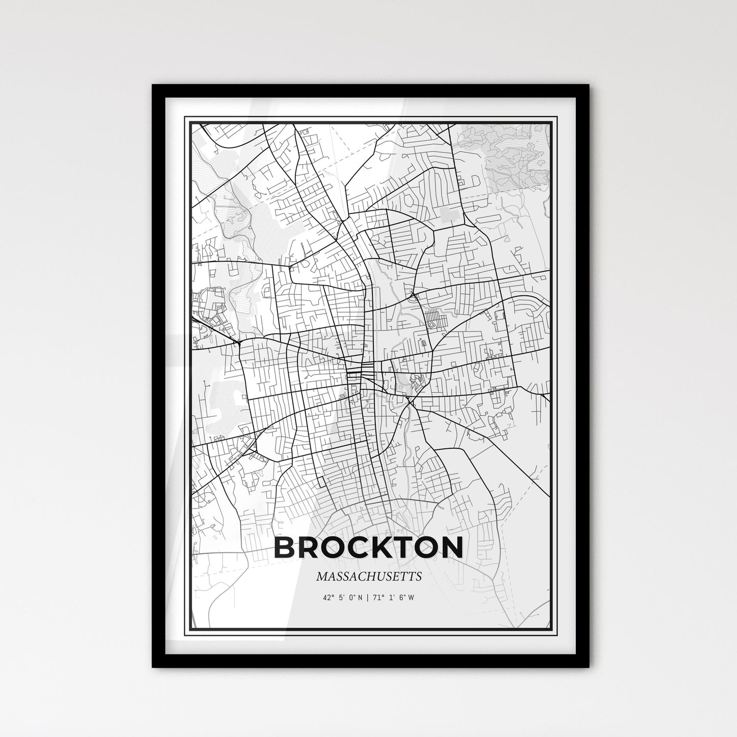 Brockton Massachusetts - Scandinavian Style City Map for Modern Home Decor