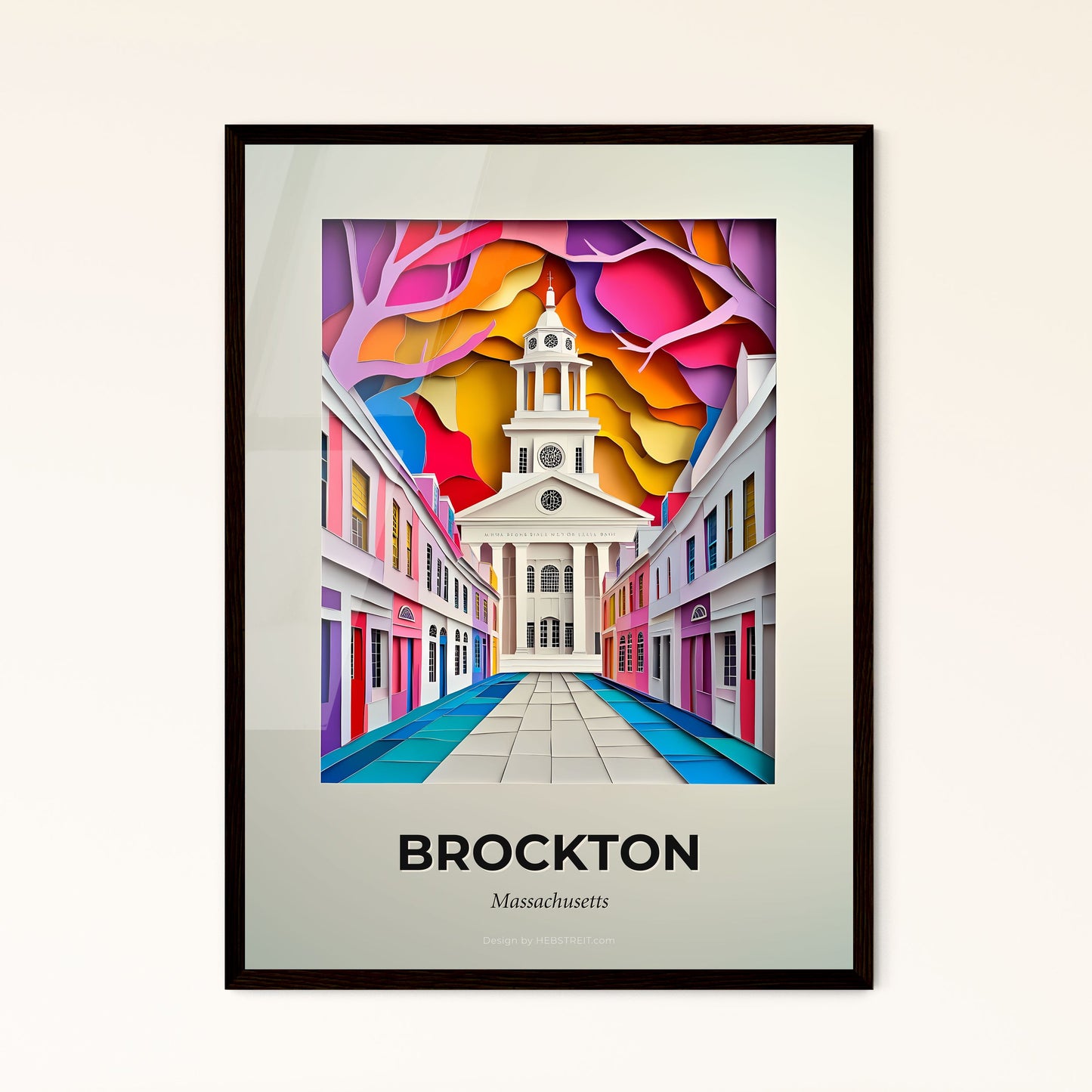 Vivid Brockton, Massachusetts - a church with a clock tower in a city