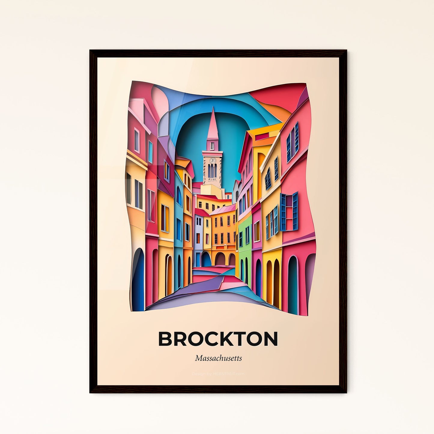 Vivid Brockton, Massachusetts - a colorful city street with a clock tower