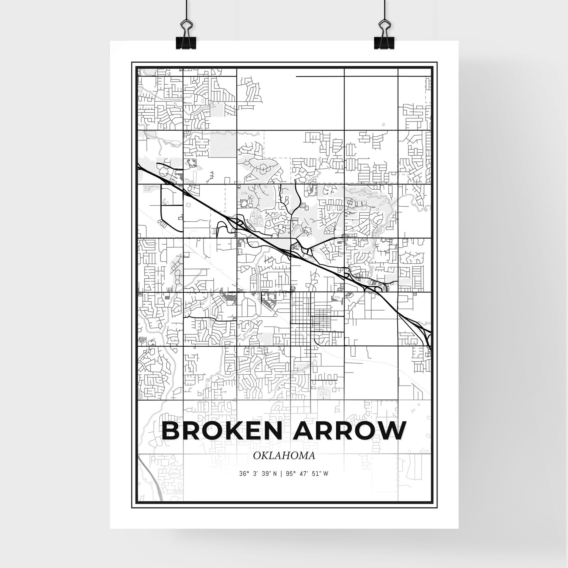 Broken Arrow Oklahoma - Premium City Map Poster