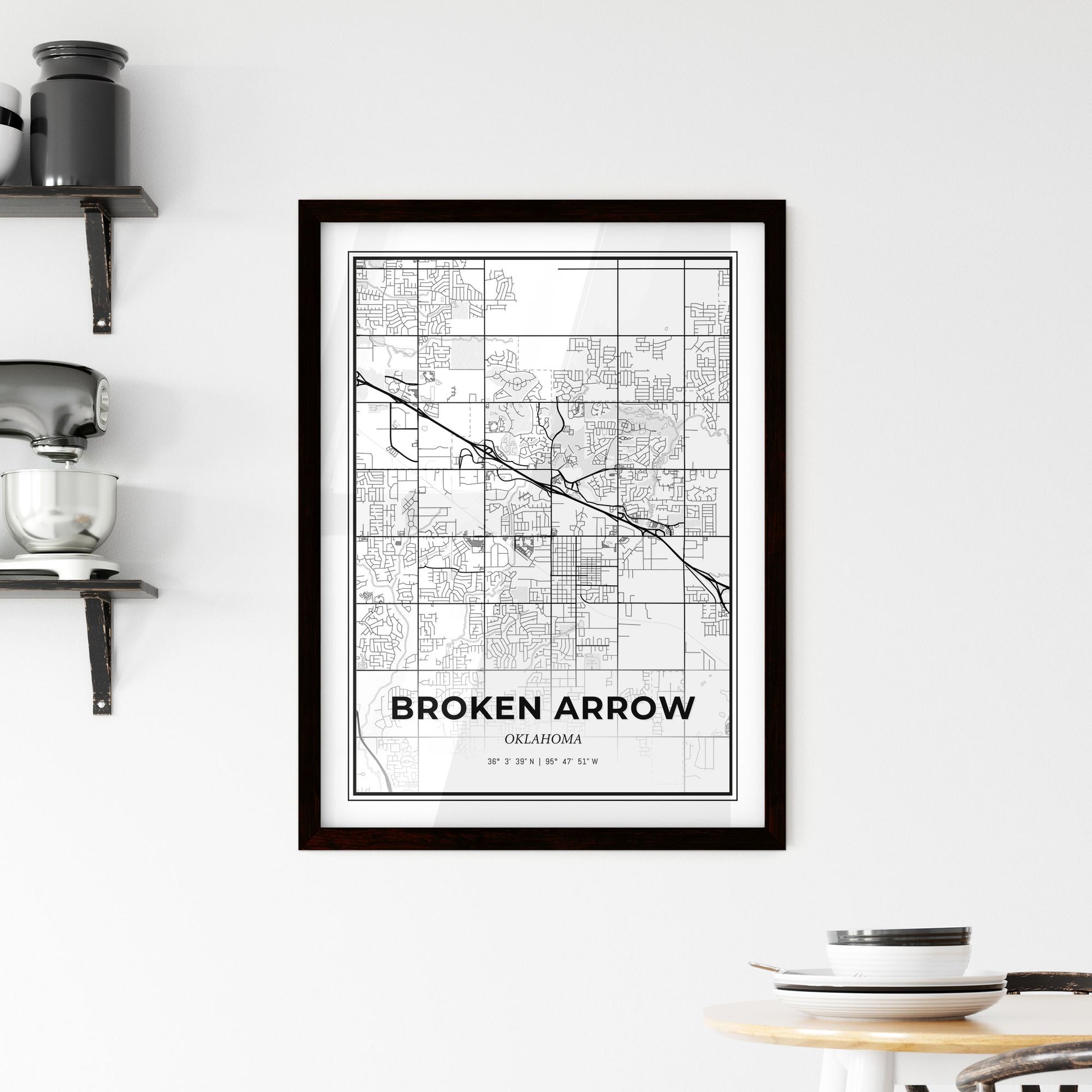 Broken Arrow Oklahoma - Minimal City Map