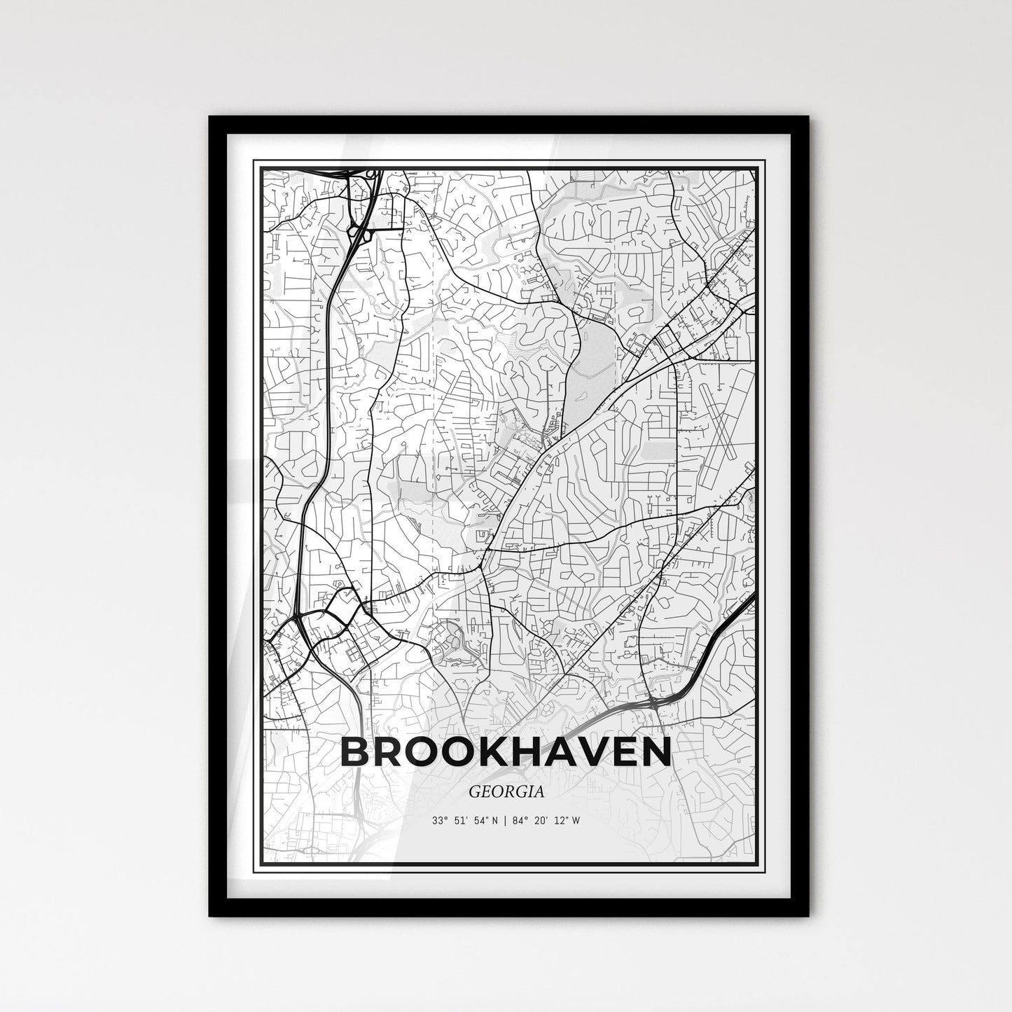 Brookhaven Georgia - Scandinavian Style City Map for Modern Home Decor