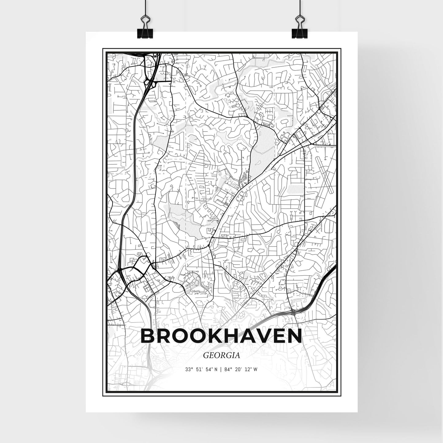 Brookhaven Georgia - Premium City Map Poster