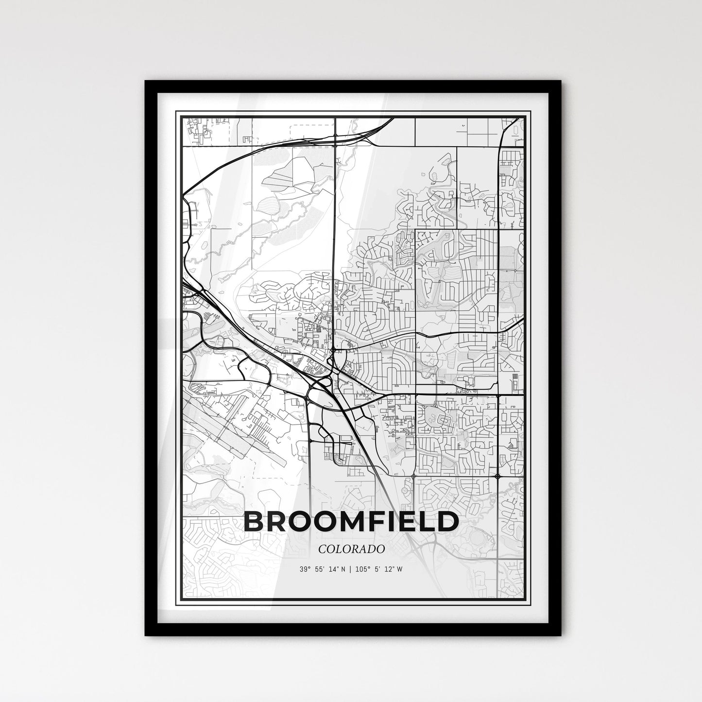 Broomfield Colorado - Scandinavian Style City Map for Modern Home Decor