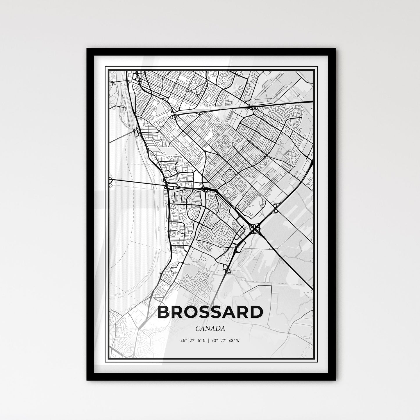 Brossard Canada - Scandinavian Style City Map for Modern Home Decor