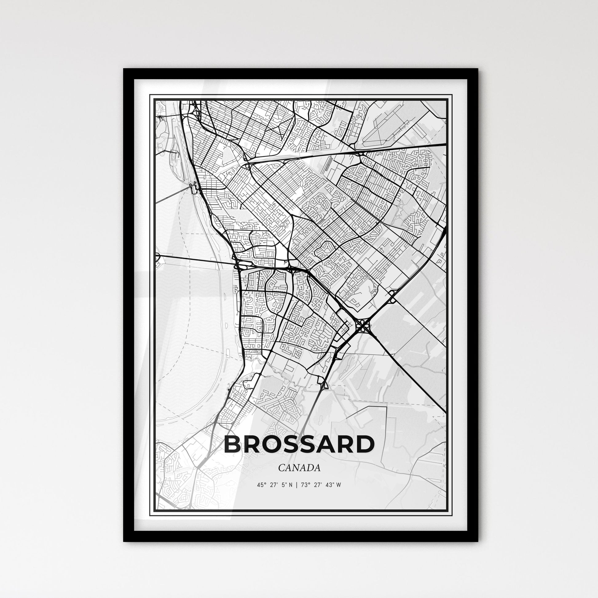 Brossard Canada - Scandinavian Style City Map for Modern Home Decor