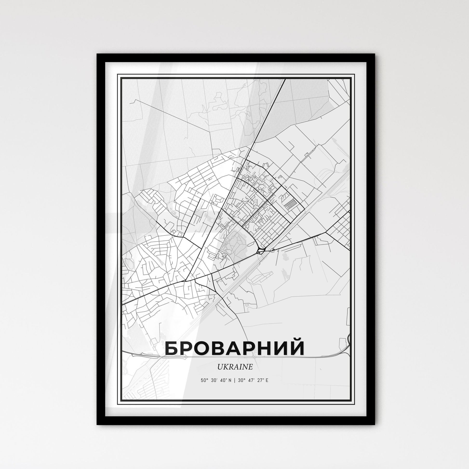 Brovary Ukraine - Scandinavian Style City Map for Modern Home Decor