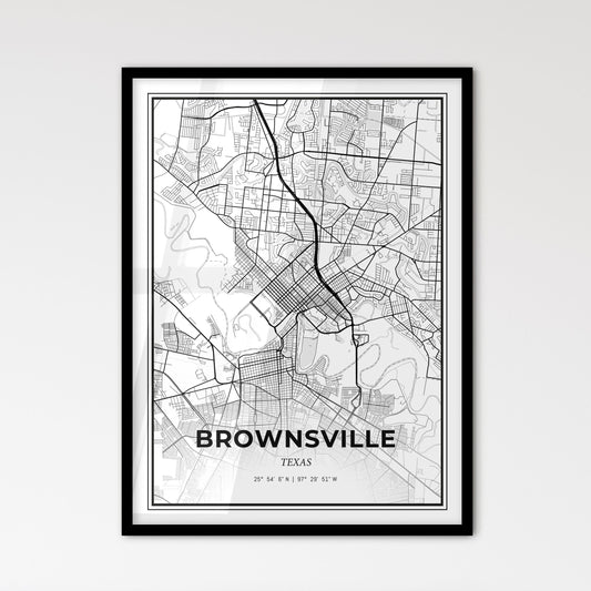 Brownsville Texas - Scandinavian Style City Map for Modern Home Decor