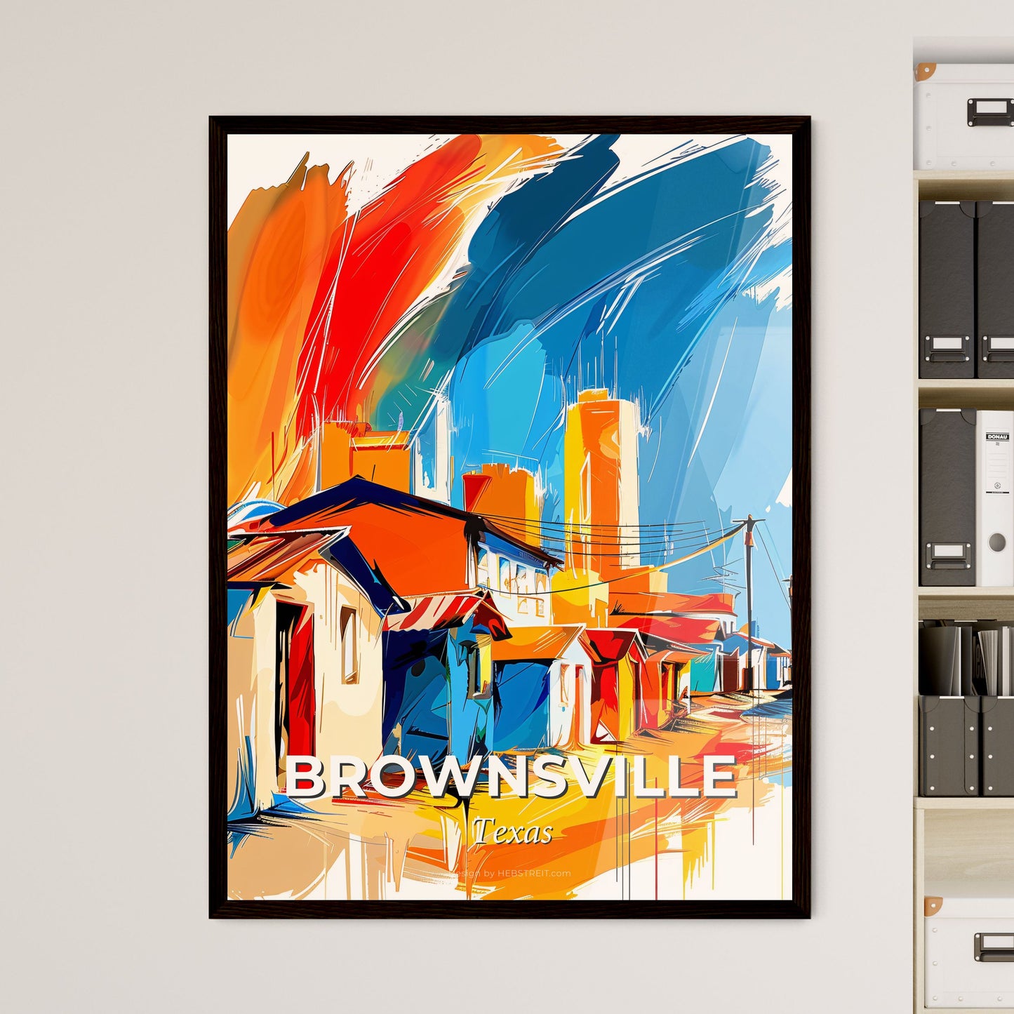 Vibrant Brownsville, Texas - A Painting Of A Row Of Houses