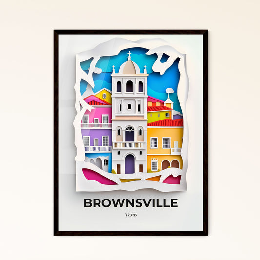 Vivid Brownsville, Texas - a paper cut of a church and a bird