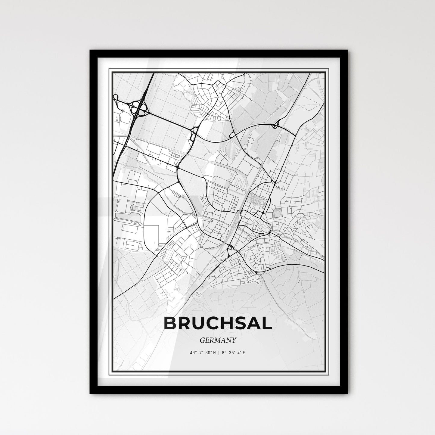 Bruchsal Germany - Scandinavian Style City Map for Modern Home Decor