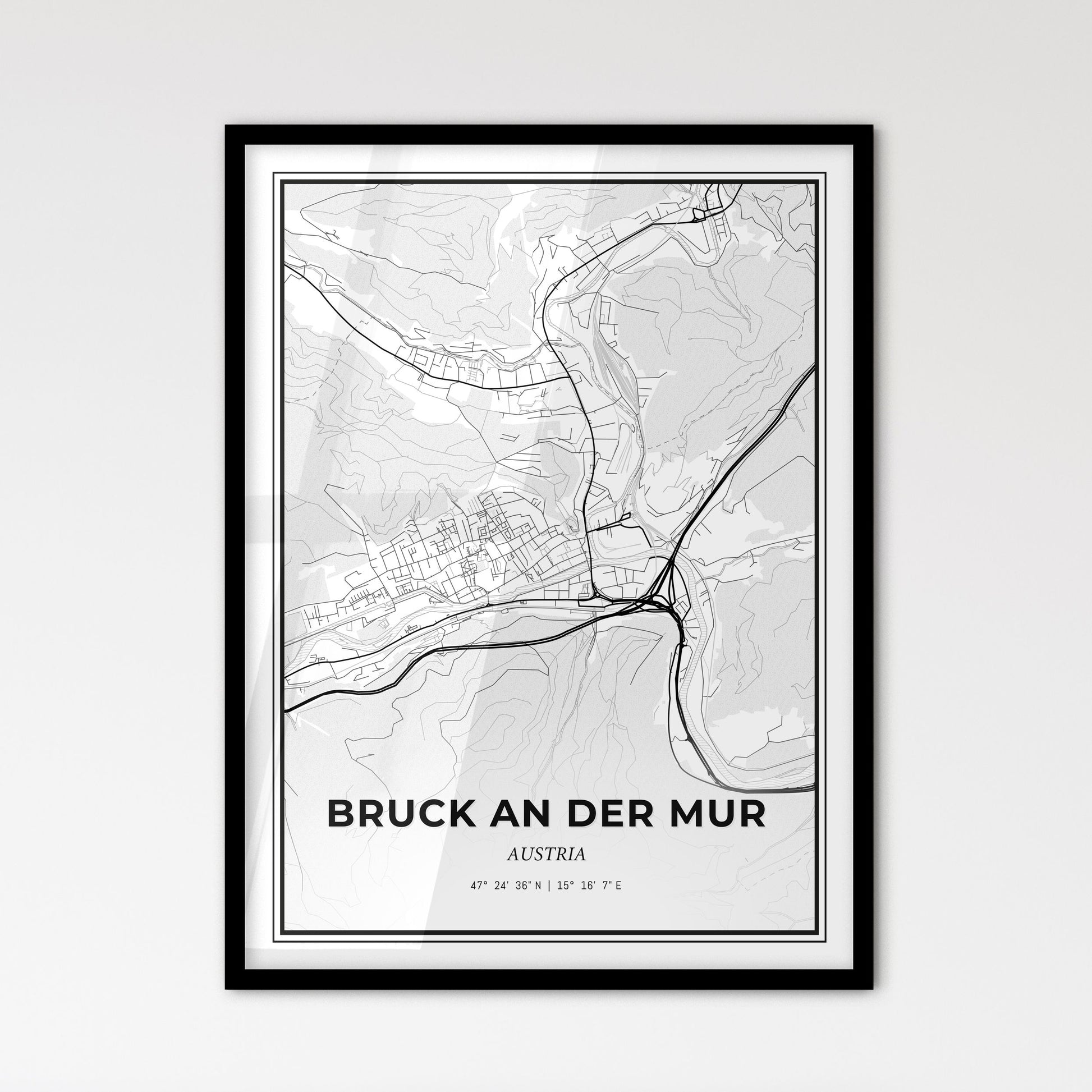 Bruck an der Mur Austria - Scandinavian Style City Map for Modern Home Decor