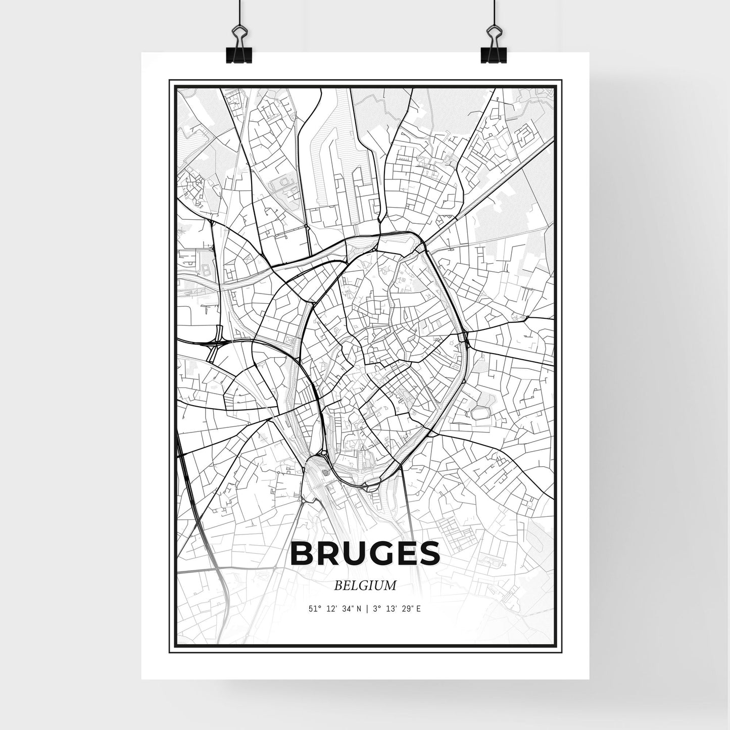 Bruges  Belgium - Premium City Map Poster