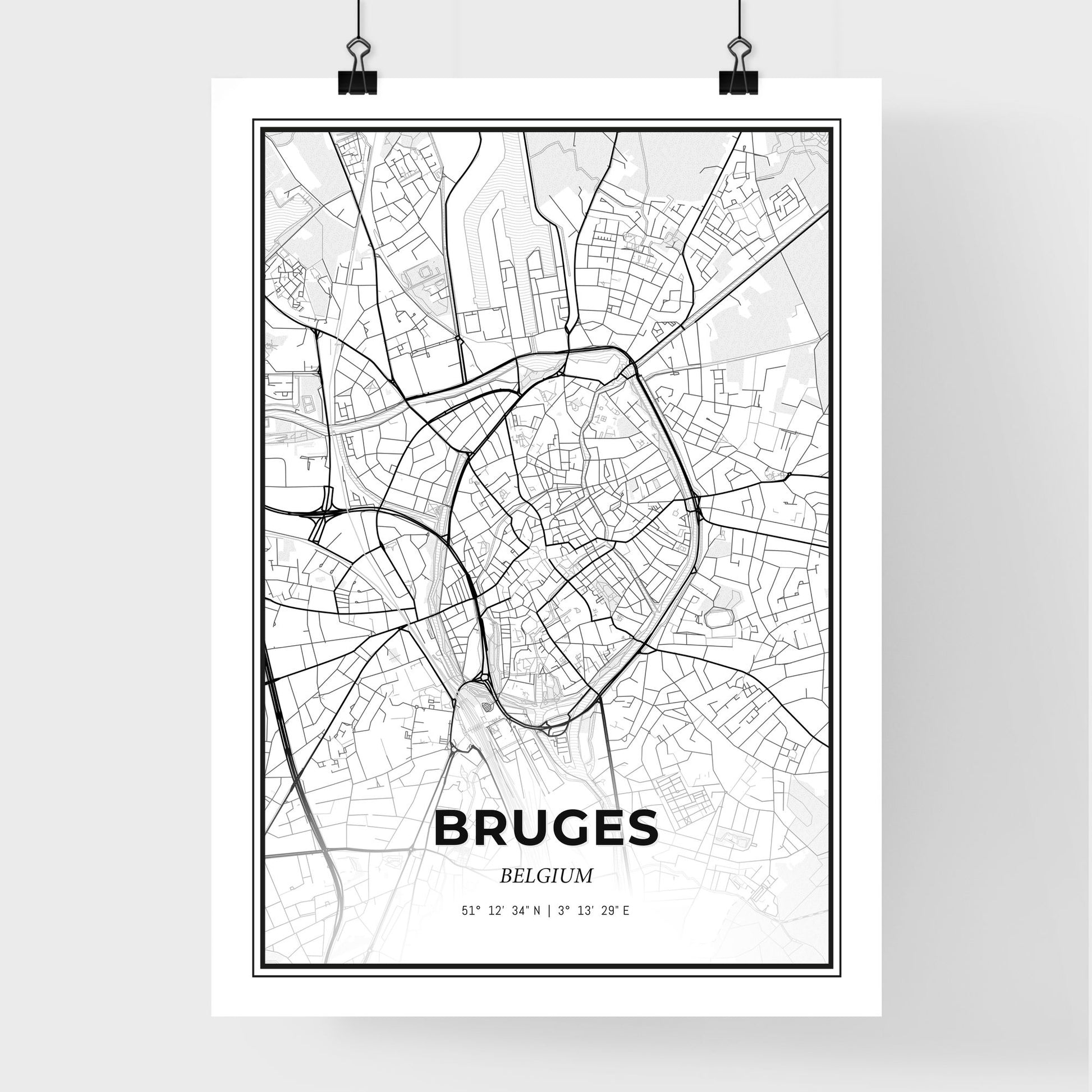 Bruges  Belgium - Premium City Map Poster