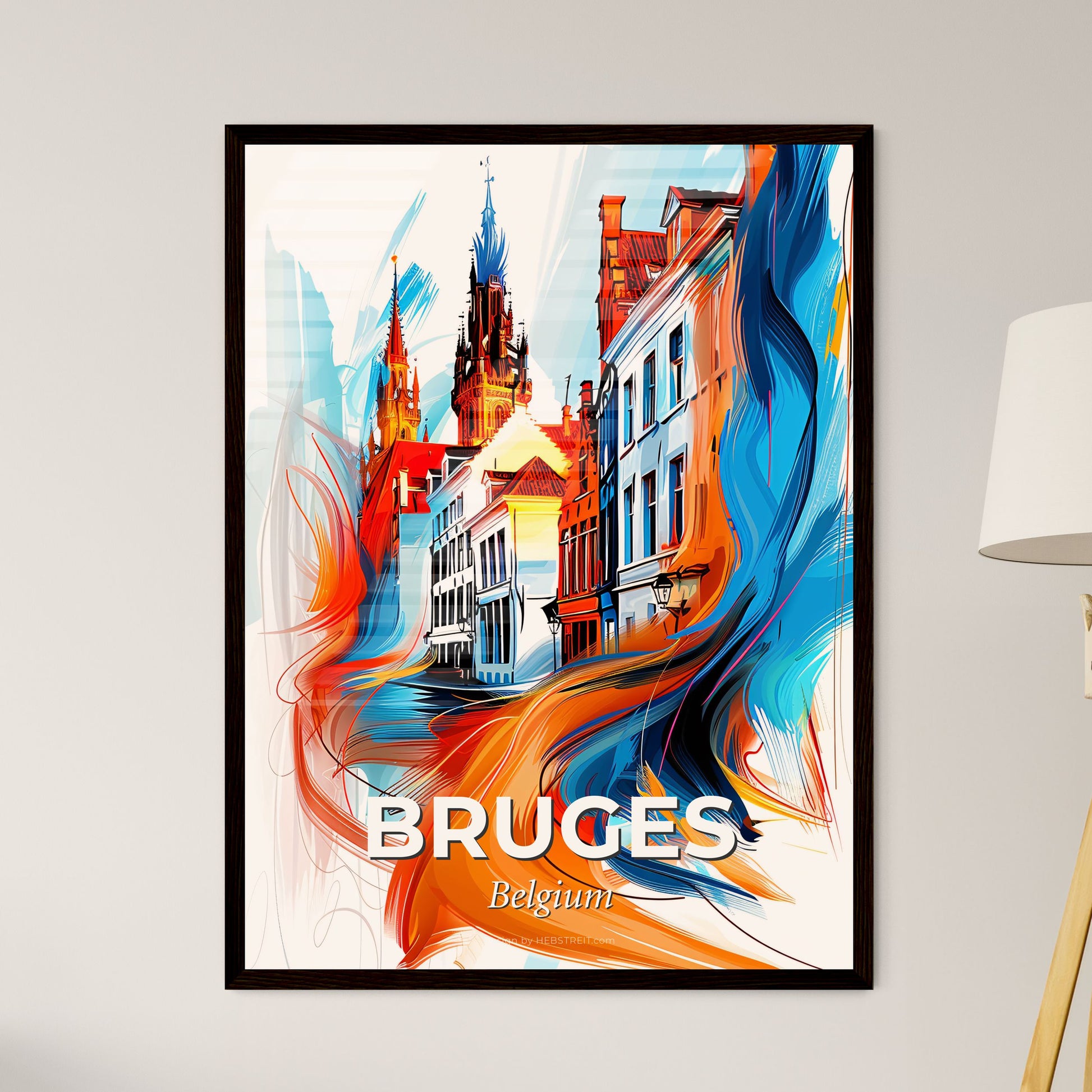 Vibrant Bruges , Belgium - A Colorful Painting Of Buildings