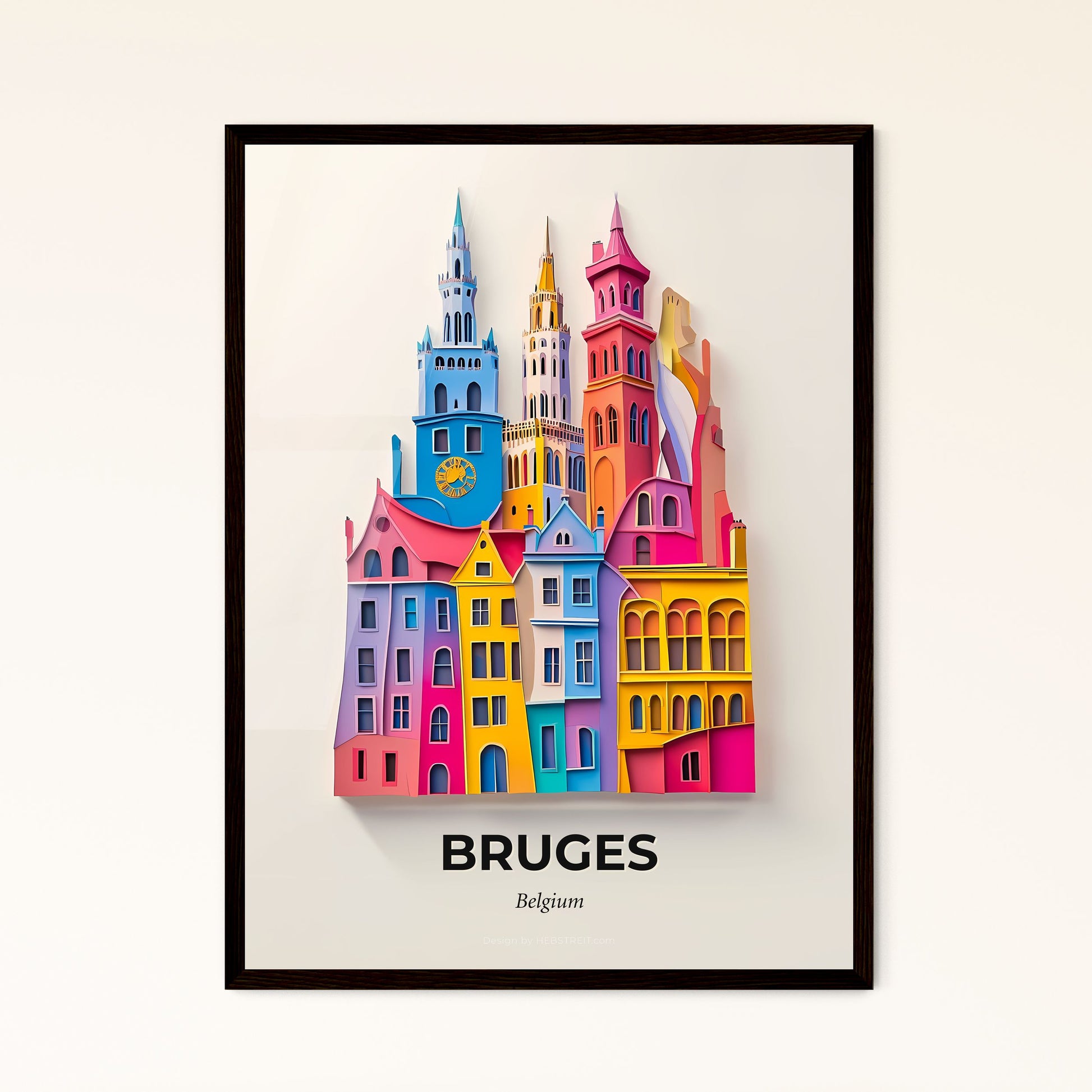 Vivid Bruges , Belgium - a colorful city with a clock tower on top of it