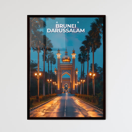 Brunei Southeast Asia Palm Trees Roadside Archway Vibrant Art Painting Framed Art