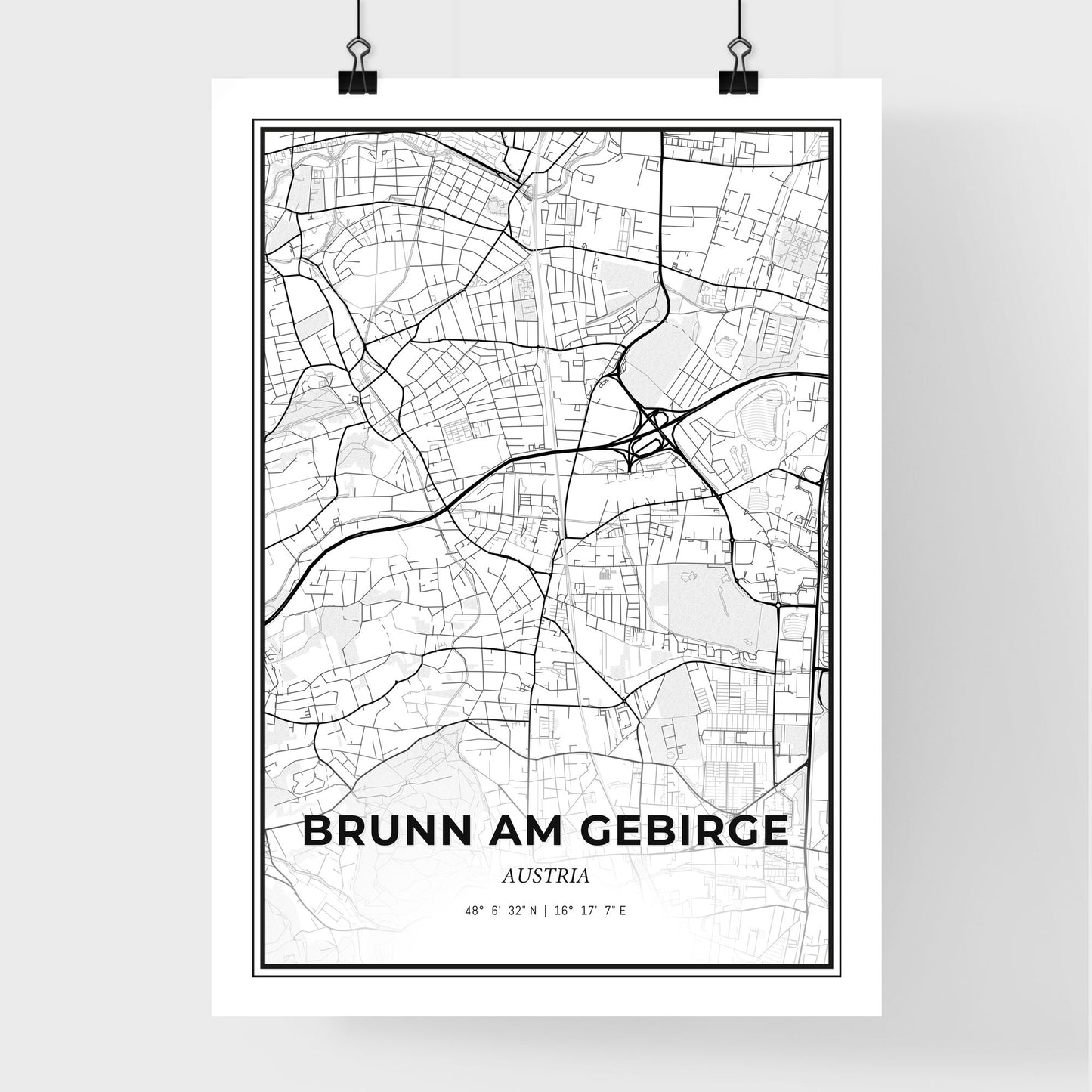 Brunn am Gebirge Austria - Premium City Map Poster