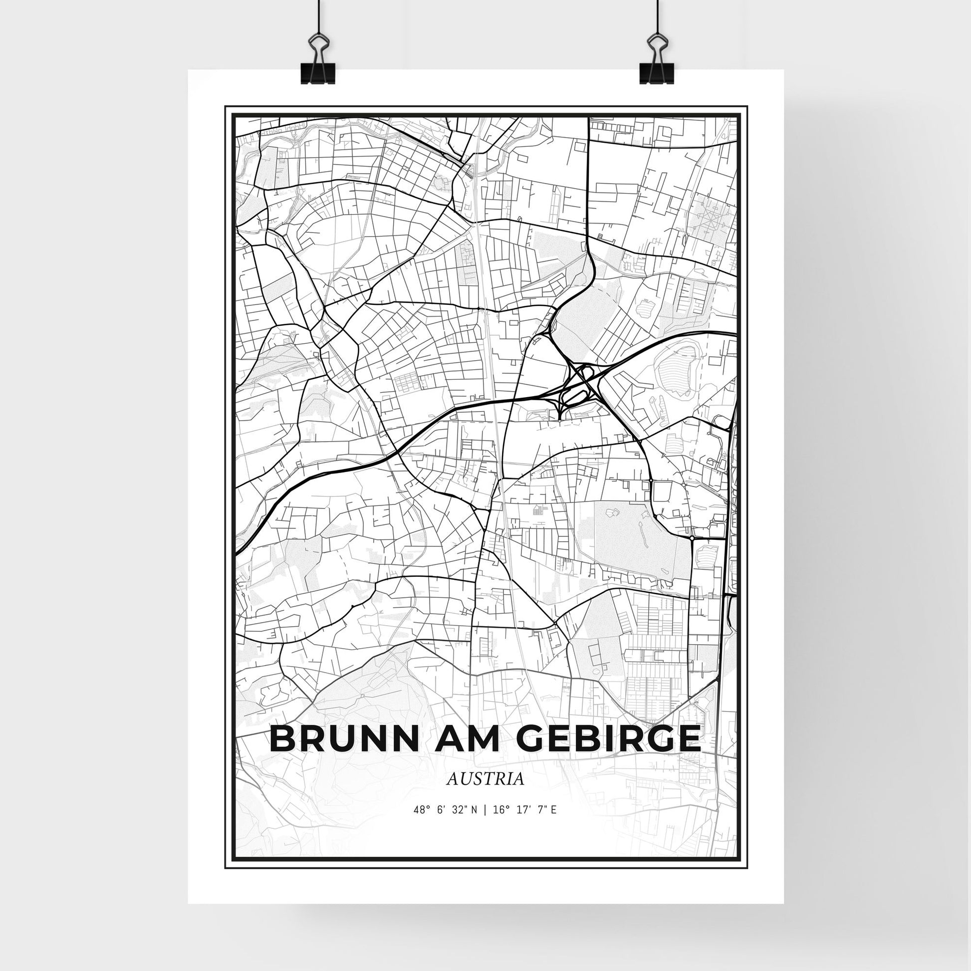 Brunn am Gebirge Austria - Premium City Map Poster