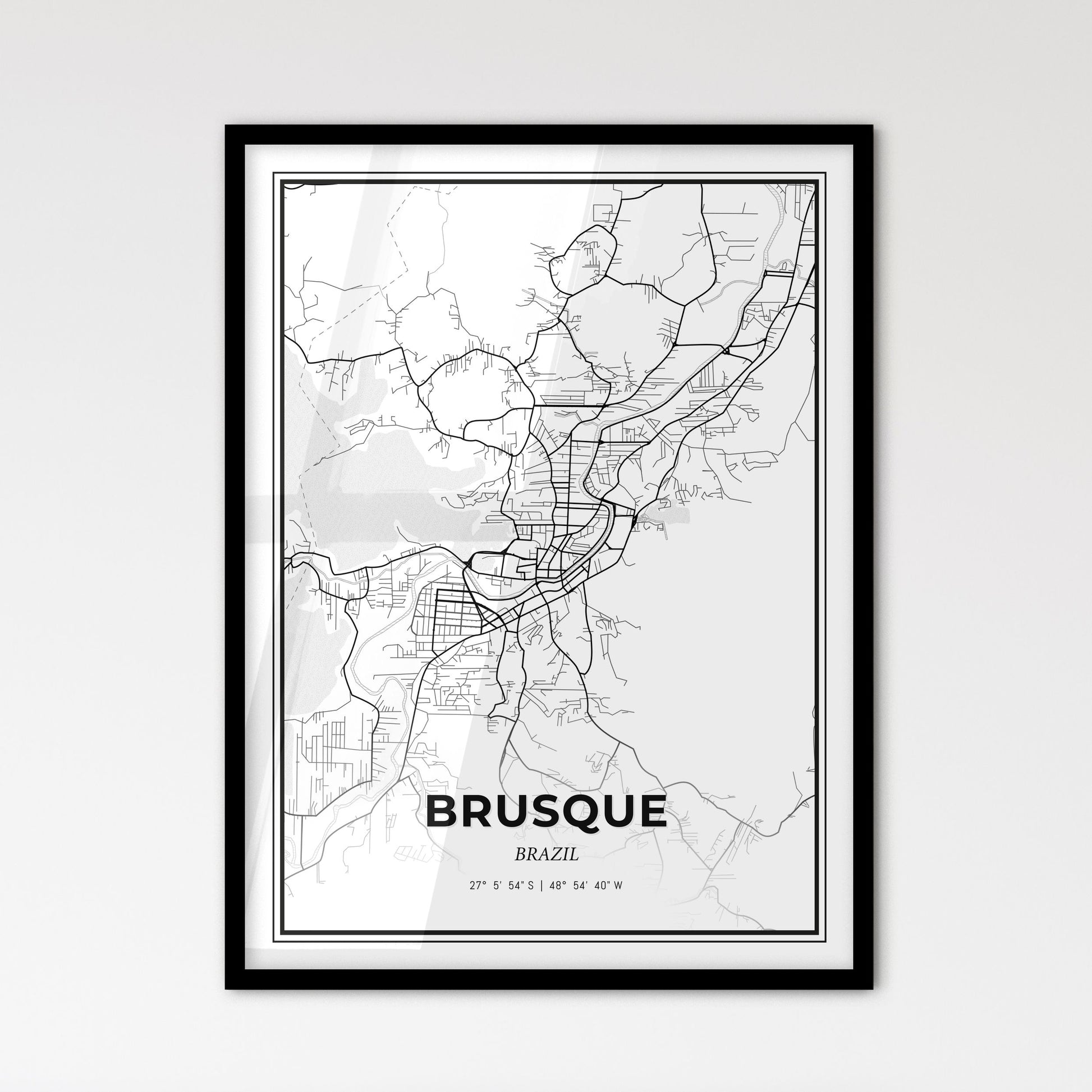 Brusque Brazil - Scandinavian Style City Map for Modern Home Decor