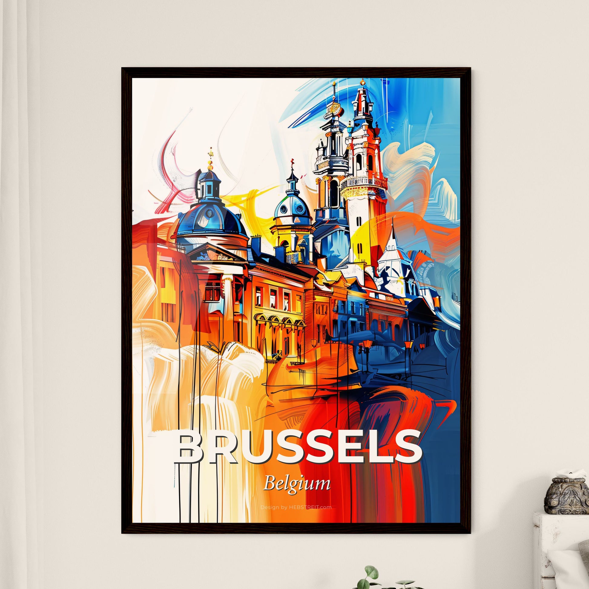 Vibrant Brussels, Belgium - A Colorful Painting Of A Building