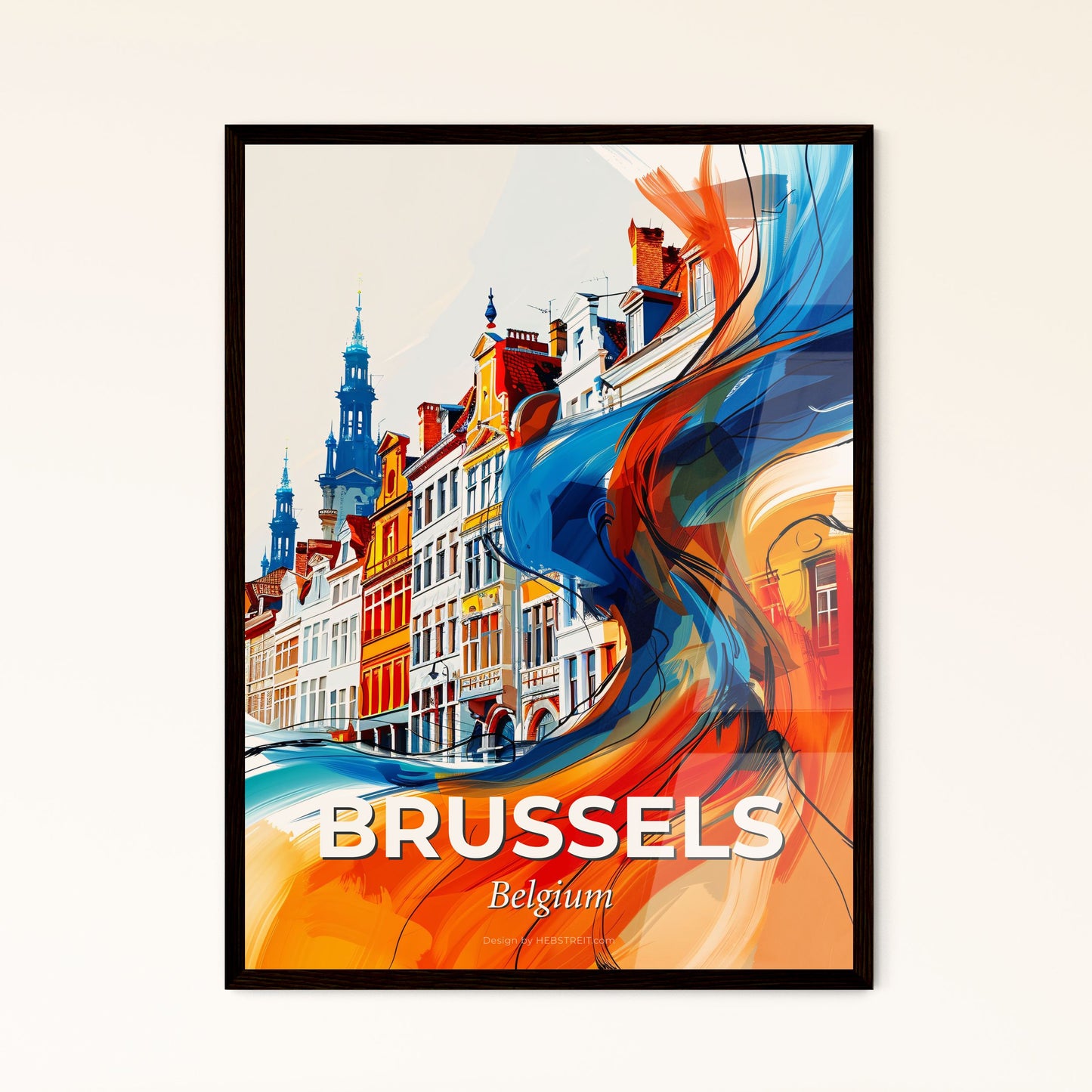 Vibrant Brussels, Belgium - A Colorful Painting Of Buildings